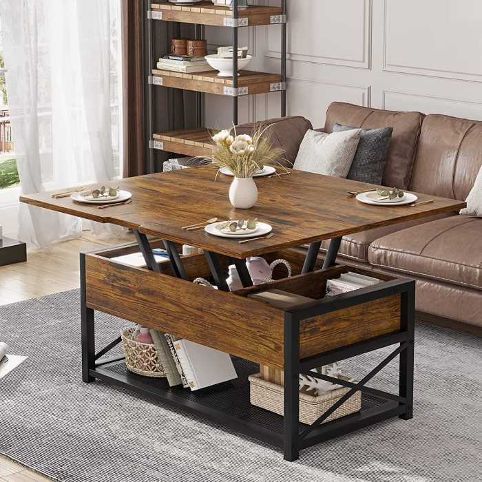 Table coffee adjustable height dining round tables casters visit solution esprit wooden